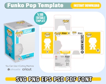 Funko POP Box Plantilla Svg, Funko Box Vector, Funko Box Editable, Funko Display, DIY, Descarga instantánea