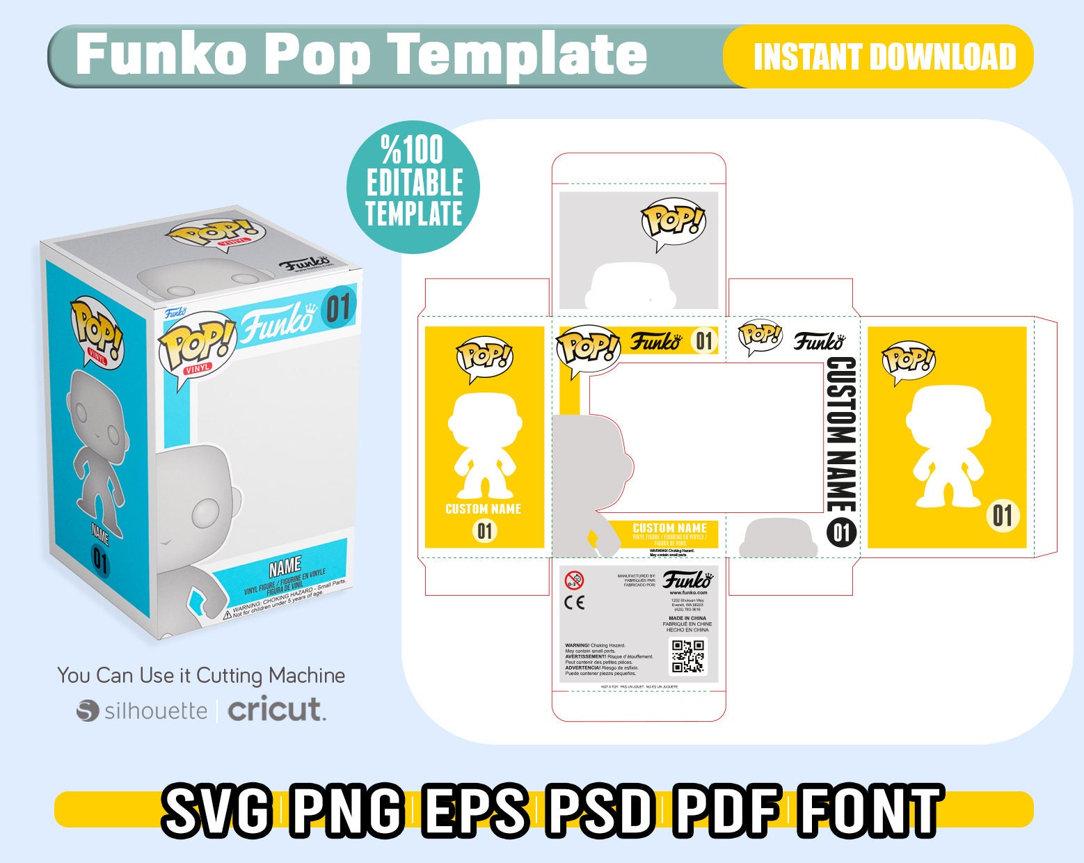 Funko POP Box Template Svg Funko Box Vector Funko Box Etsy UK Funko POP Box Template Svg Funko Box Vector Funko Box Etsy UK