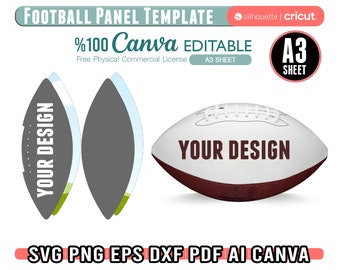 Custom Football Panel Template, Photo Ball Wrap Template, Editable Canva, Ball Leather, Svg For Cricut, Dxf, Psd, Png, Instant Download