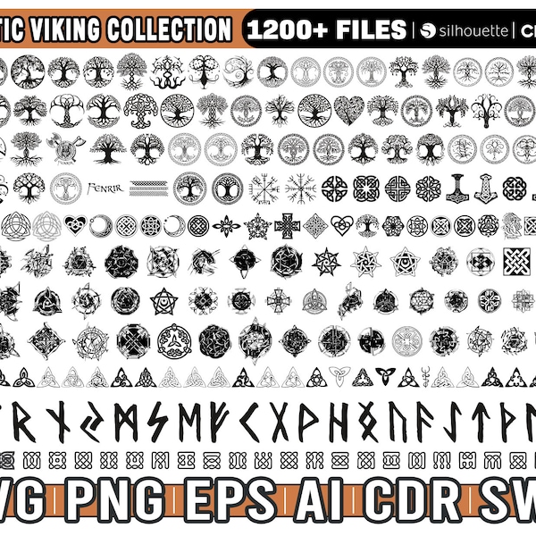 Lot Viking / Celtic SVG, svg noeud celtique, svg arbre de vie celtique, fichiers découpés au laser, svg nordique, svg arbre celtique, téléchargement immédiat