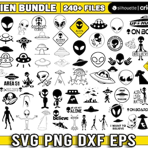 alien svg bundle, ufo svg for cricut, alien vector, alien head svg, alien face svg, Sublimation files, Instant Download