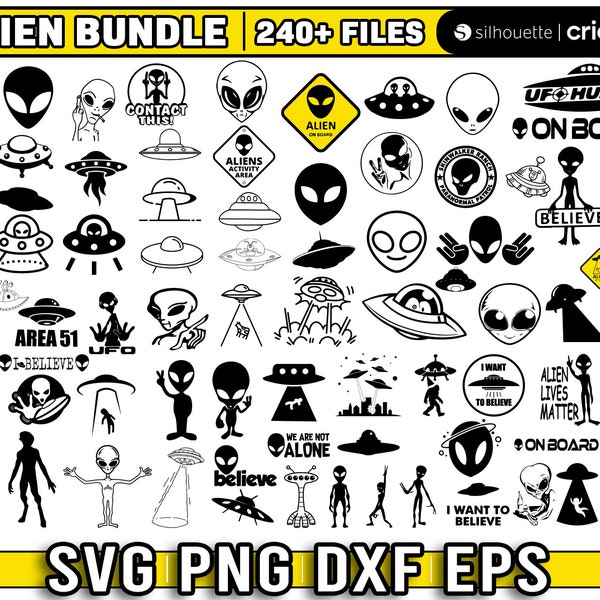 alien svg bundle, ufo svg for cricut, alien vector, alien head svg, alien face svg, Sublimation files, Instant Download