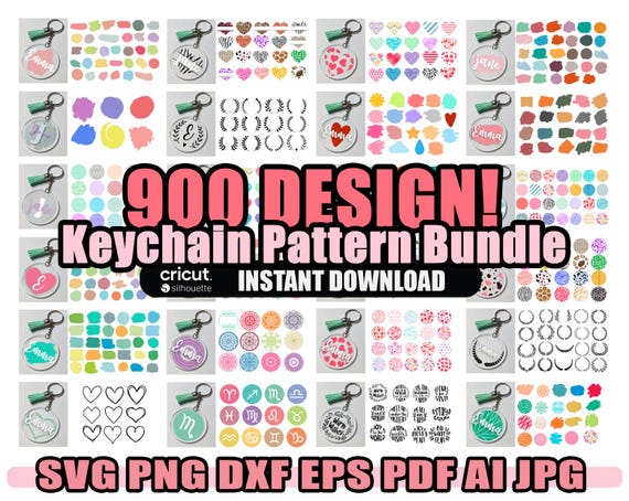 900 Keychain Pattern SVG Bundle, Round Pattern svg, Circle Patterns Svg, Keychain svg, Circle Svg, For Cricut, PNG, Instant Download