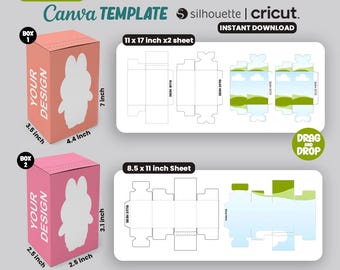 Doos sjabloon 2 formaat, sjabloon Giveaway Box, geschenkdoos Svg, Treat Box, bewerkbare canvas sjabloon, Party Box, Svg voor Cricut, download nu