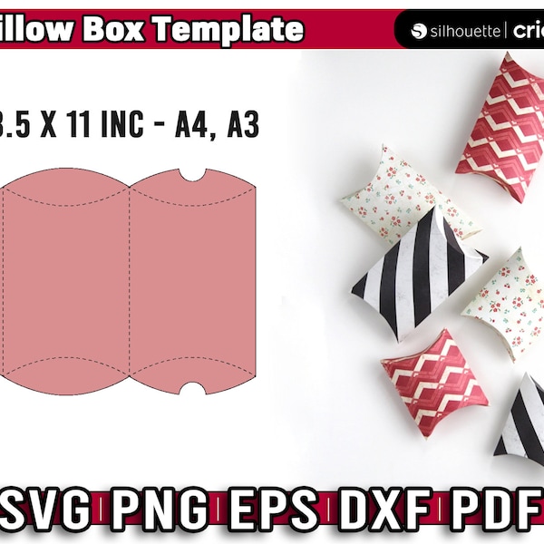 Pillow box template, pillow box svg, pillow boxes cut files, SVG for cricut, cricut box template, gift box svg, Instant Download