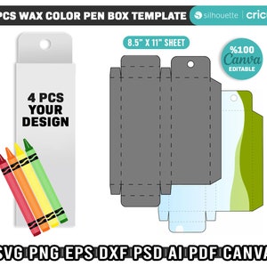 Crayon Box Template (SVG, DXF, PDF, PNG) – Digital Daisy