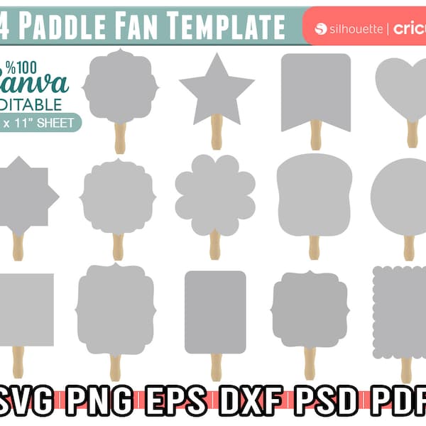 14 Plantilla de abanico de paletas Svg, Plantilla de abanico de la iglesia, Abanico de corazón de mano, Abanico de cumpleaños, Abanico de Navidad, Halloween, Plantilla de abanico de corazón, Svg para Cricut