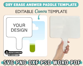 Dry Erase Answer Paddle Template Svg, Dry Erase Paddle Template Editable Canva, Graduation Notes Template, Cricut, Silhouette, Sublimation