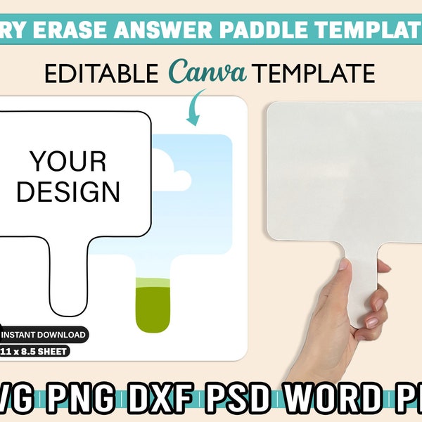 Dry Erase Answer Paddle Template Svg, Dry Erase Paddle Template Editable Canva, Graduation Notes Template, Cricut, Silhouette, Sublimation