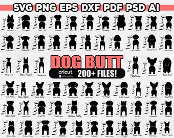 Dog Butt Svg Bundle, Dog Silhouette Svg, Dog Leash Holder, Laser Cut Files, Svg For Cricut, Dog Svg Bundle, Instant Download, Dxf, Eps, Png