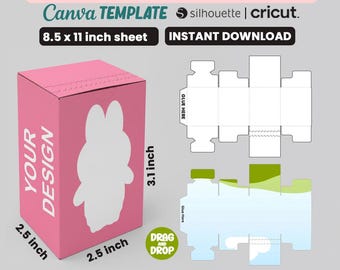 Small Blind Box Template SVG, 11x8.5 Sheet Box Template, Editable Canva Template, svg For Cricut, Paper Gift Box Template (Instant Download)