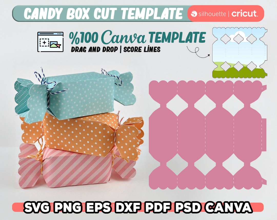Candy Box Template Cut, Candy Shaped Box Svg, Candy Gift Box Candy Box Template Cut, Candy Shaped Box Svg, Candy Gift Box