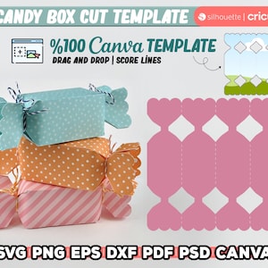 Candy Box Template cut, candy shaped box svg, Candy gift box template, party gift box, box svg for cricut / silhouette, Instant Download