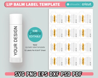Lip Balm Label Template, lip balm labels, Sublimation Template, Lip Balm Wrap Packaging, Lip Balm Wrap Packaging,  Svg, Png, Eps, Dxf, Canva