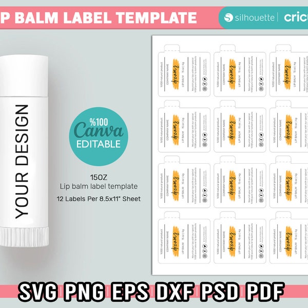 Lip Balm Label Template, lip balm labels, Sublimation Template, Lip Balm Wrap Packaging, Lip Balm Wrap Packaging,  Svg, Png, Eps, Dxf, Canva