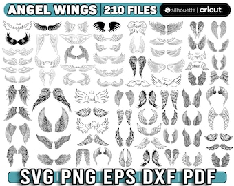 angel wings svg, wings dxf file, angel wings png, laser cut, wings svg for cricut, angel wings clipart, Instant Download
