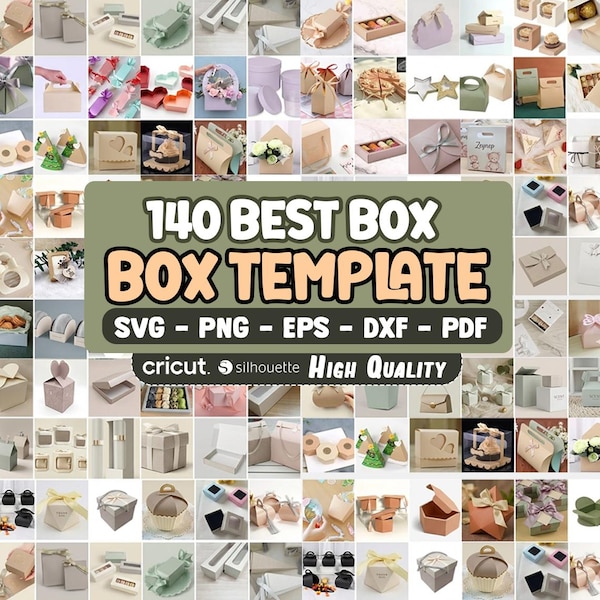 140 Box Template Svg Bundle, Box svg Bundle Template, Printable Gift Box, Box Cricut, Paper Box, Silhouette, Instant Download