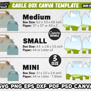 Szablon Gable Box Canva, Gable Box Svg dla Cricut, Szablon pudełka na prezent, Pudełka na upominki, Pudełko na prezent urodzinowy, Natychmiastowe pobieranie, Pliki cyfrowe