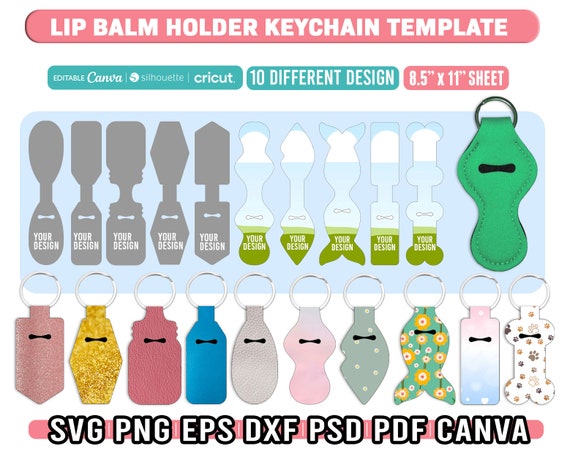 Lipstick Pouch Keychain Purse SVG Bundle, Chapstick Holder