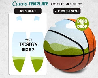 Basketball Panel Template Svg, Size 7 Basketball Panel Svg, Canva, Basketball Tumbler, Cricut / Silhouette, Digital Files, Instant Download