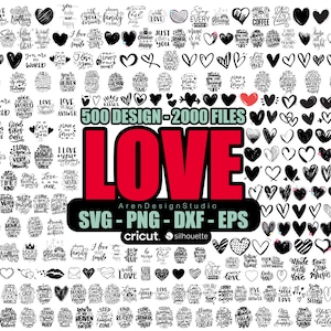 Mais de 500 pacotes Love Svg, Hearth Svg, Valentines SVG, Citação de amor, Camisas de amor, Arquivos de clipart, Svg para Cricut, Arquivos cortados, Download instantâneo