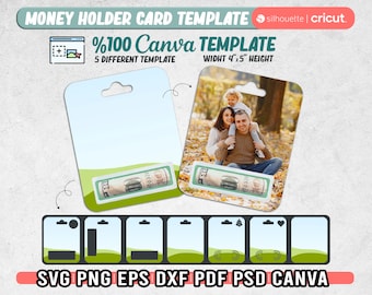 Money Gift Card Canva Template, Money Holder Card Template, Custom Template, Money Card Svg, Digital Files, Instant Download