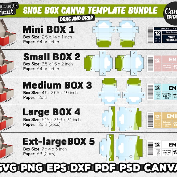 Nike Shoebox Favor Template Etsy