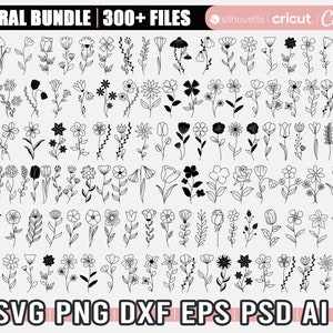 Mega Wildblumen SVG Bundle, Blumen SVG schneiden Dateien, Blumen SVG für Cricut, Blumenstrauß SVG für Cricut, Blumen geschnitten Datei, Print, Dxf, Eps, Png
