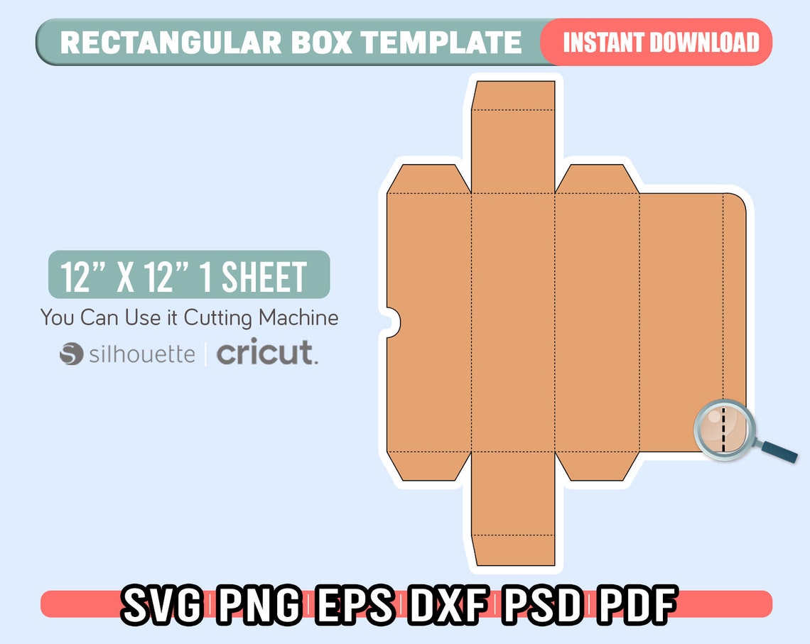 Rectangular Box Template SVG, Gift Box Template, Packaging Box SVG for ...