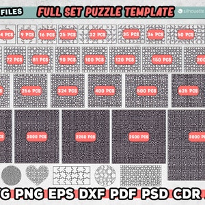 40 Puzzle template svg, puzzle svg, jigsaw svg for cricut, laser cut puzzle, puzzle dxf file, Instant Download
