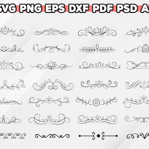 Pakiet elementów dekoracyjnych SVG, dzielniki obramowania SVG, dzielnik tekstu SVG, strzałka SVG, obramowanie SVG, wesele SVG, DXF, PNG, Cricut/sylwetka zdjęcie 5