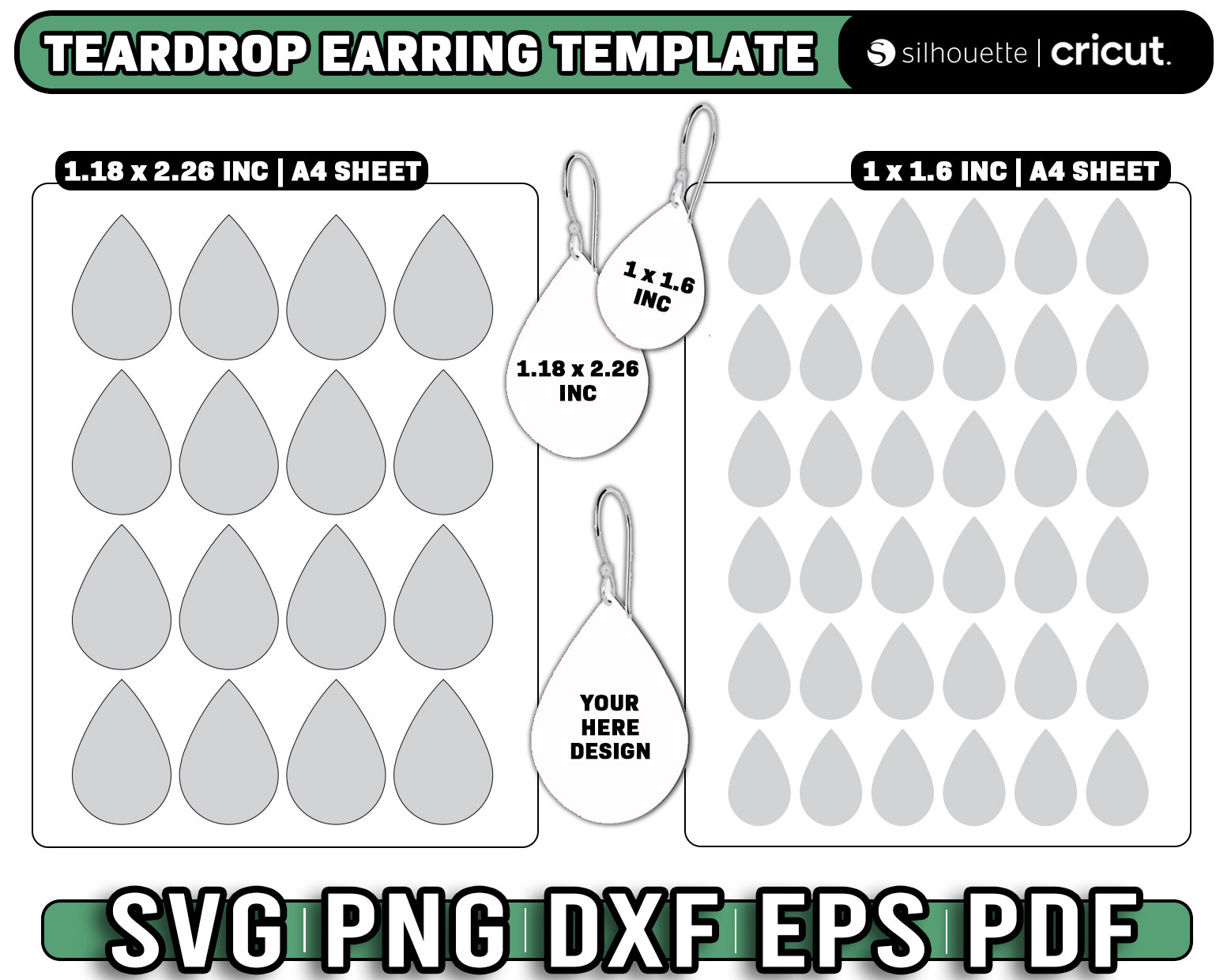 Teardrop Shape Sublimation Earring Blanks ~ Multiple Sizes – Designodeal