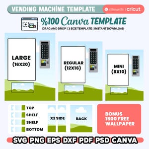 Vending Machine Template SVG, Claw Machine Template Canva, 8x10 12x16 16x20 Size, Custom Canva Temp, DIY Vendor Machine, Instant Download