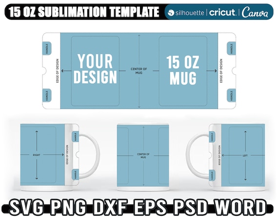 15oz mug template, 15 oz mug sublimation templates, cricut mug template, coffee mug wrap template, Instant Download