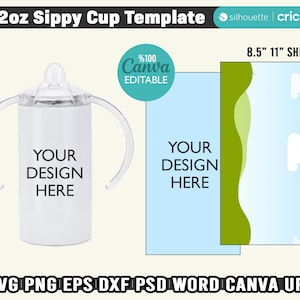 12oz Sippy Cup Template, Sublimation Template, Baby Sippy Cup Svg For Cricut, 12 oz Sippy Cup Wrap Templeate, 12 Oz Sippy Blank Template