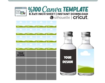 50ml Mini Bottle Label Template Svg, Mini Liquor Label Template, Mini Wine Bottle Label, Stickers Label, Canva, Cricut, Instant Download
