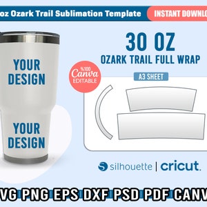 30oz Ozark Trail Tumbler Template, Sublimation Tumbler Wrap Template, 30 oz Tumbler Wrap Template Editable, Svg For Cricut, Instant Download