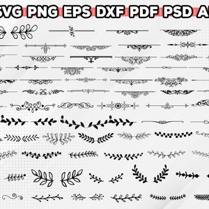 Pakiet elementów dekoracyjnych SVG, dzielniki obramowania SVG, dzielnik tekstu SVG, strzałka SVG, obramowanie SVG, wesele SVG, DXF, PNG, Cricut/sylwetka zdjęcie 7