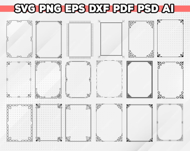 Pakiet elementów dekoracyjnych SVG, dzielniki obramowania SVG, dzielnik tekstu SVG, strzałka SVG, obramowanie SVG, wesele SVG, DXF, PNG, Cricut/sylwetka zdjęcie 8