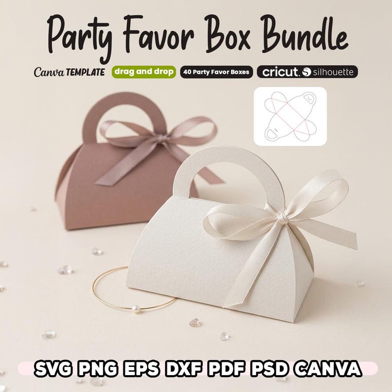 Party Box Template Bundle, Party Favors Gift Box Template, Party Boxes ...