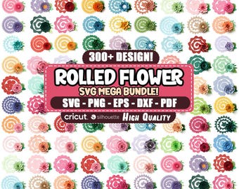 300+ Rolled Flower Svg Bundle, 3D Flower Svg, DIY Rolled Paper Flower Svg, For Cricut, Rose Flowers Svg, Digital Files, Instant Download