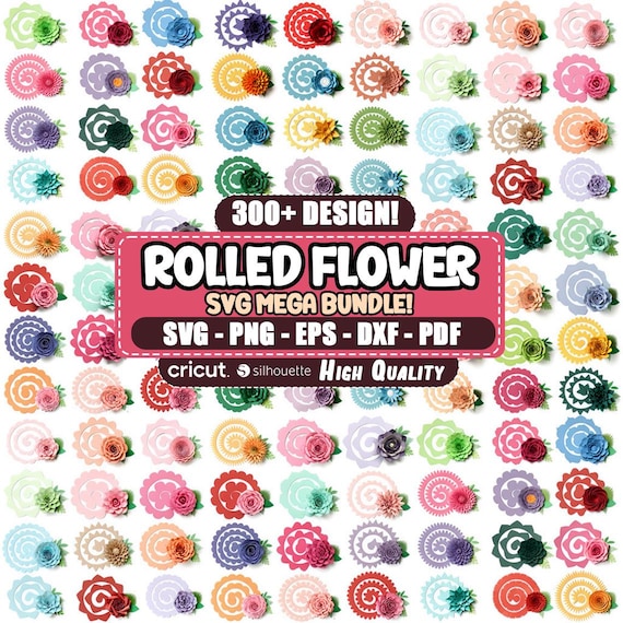 300+ Rolled Flower Svg Bundle, 3D Flower Svg, DIY Rolled Paper Flower Svg, For Cricut, Rose Flowers Svg, Digital Files, Instant Download