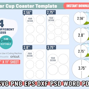 Car Coaster Template, Car Cup Coaster Svg, Mockup Template, Editable Canva, Car Cup Coaster Sublimation Prints, Svg For Cricut & Silhouette