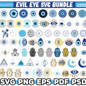 Evil Eye Svg Bundle, High Quality Evil Eye Png, Ojo Turco, Hamsa Svg, Evil Eye Clipart, Instant Download, Svg For Cricut, Cut Files