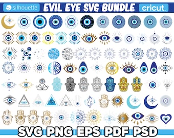 Paquete Evil Eye Svg, Evil Eye Png de alta calidad, Ojo Turco, Hamsa Svg, Evil Eye Clipart, Descarga instantánea, Svg para Cricut, Cortar archivos