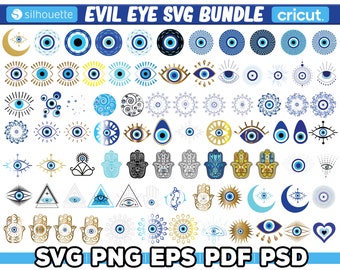 Paquete Evil Eye Svg, Evil Eye Png de alta calidad, Ojo Turco, Hamsa Svg, Evil Eye Clipart, Descarga instantánea, Svg para Cricut, Cortar archivos