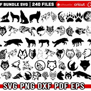Wolf SVG bundle, Wolves svg for cricut, Wolf PNG, Howling Wolf Svg, Wolf Silhouette, Wolf Clipart, Instant Download