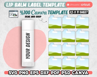 lip balm labels Template, chapstick labels,  lip balm label template canva, lip balm svg, Digital Files, Instant Download