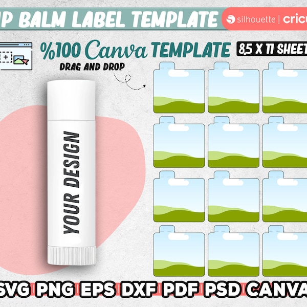 lip balm labels Template, chapstick labels,  lip balm label template canva, lip balm svg, Digital Files, Instant Download