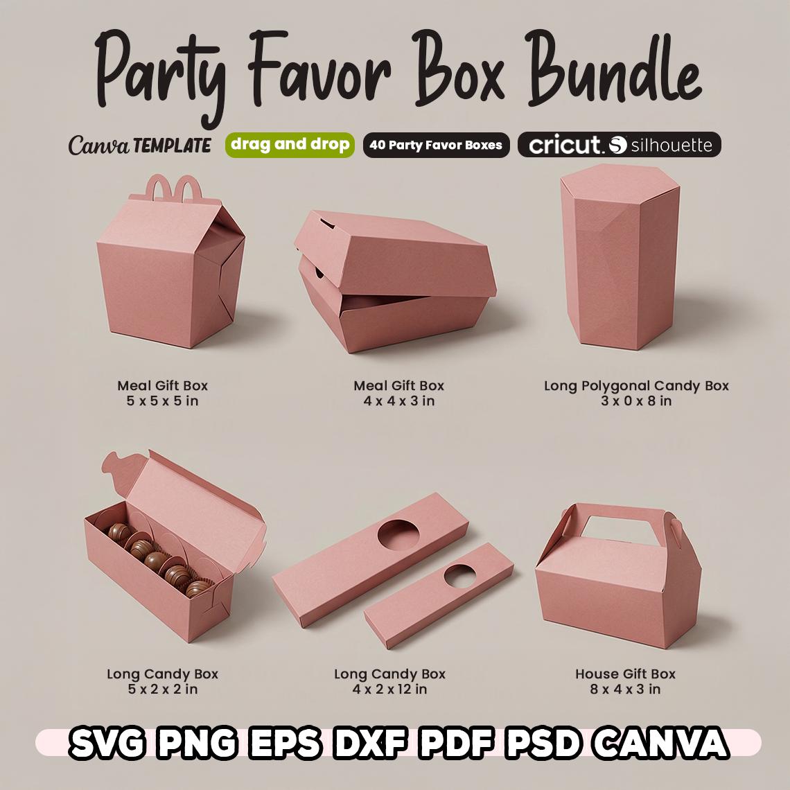Party Box Template Bundle, Party Favors Gift Box Template, Party Boxes ...